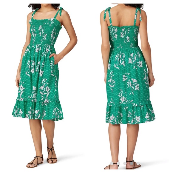 Draper James Dresses & Skirts - NWT Draper James Green Smocked Floral Midi Lucy Dress Sz Small